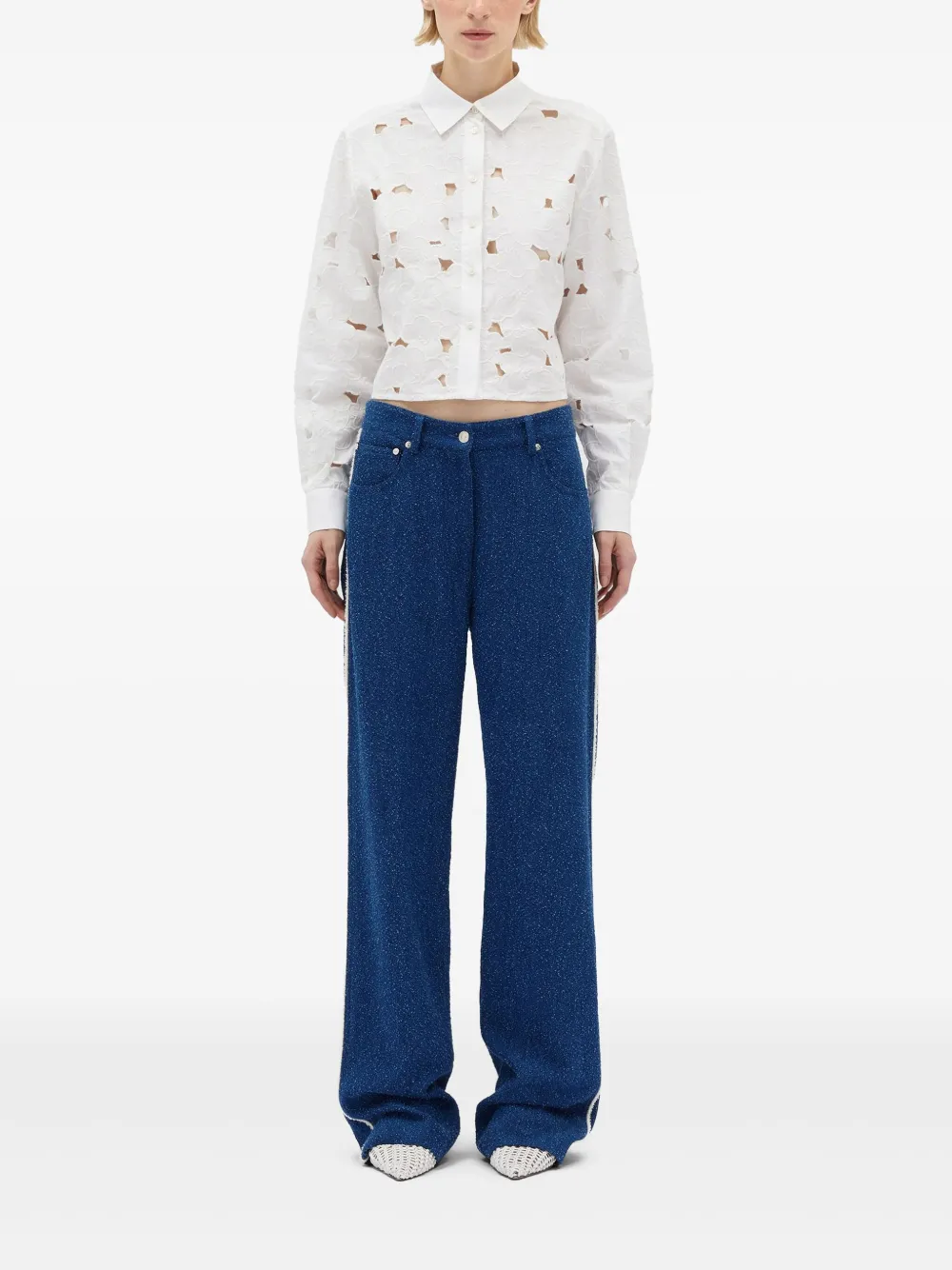 MSGM Bouclé broek - Blauw