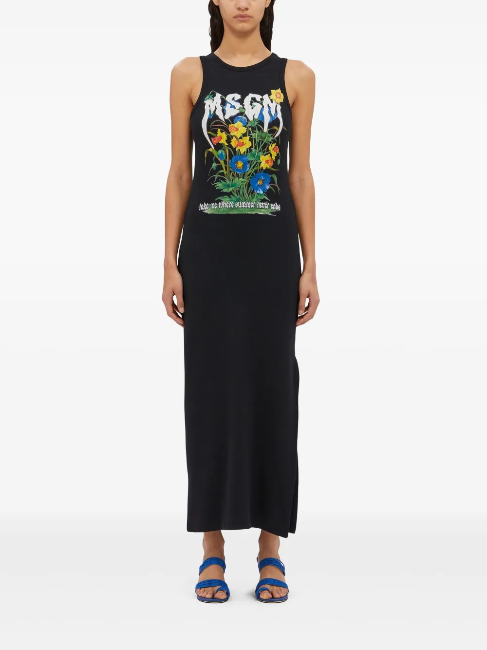 MSGM Jurk met logoprint - Zwart