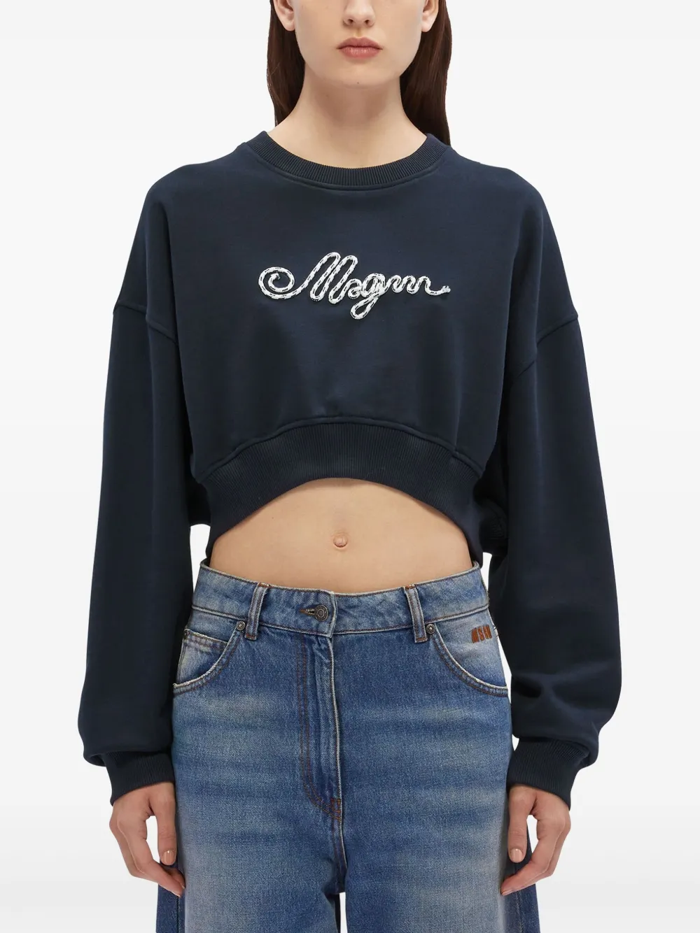 MSGM Sweater met geborduurd logo Blauw