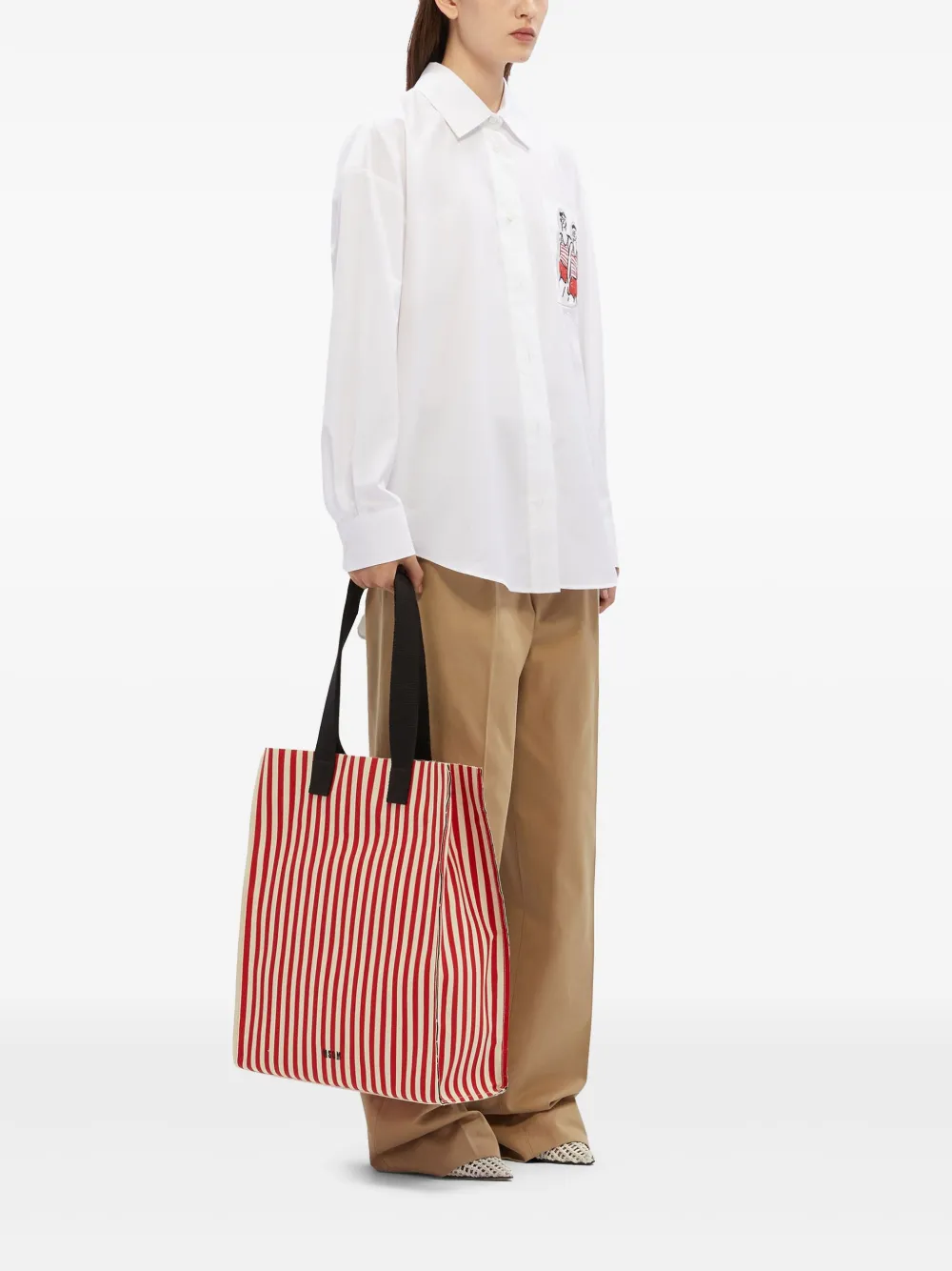 MSGM Gestreepte shopper - Wit