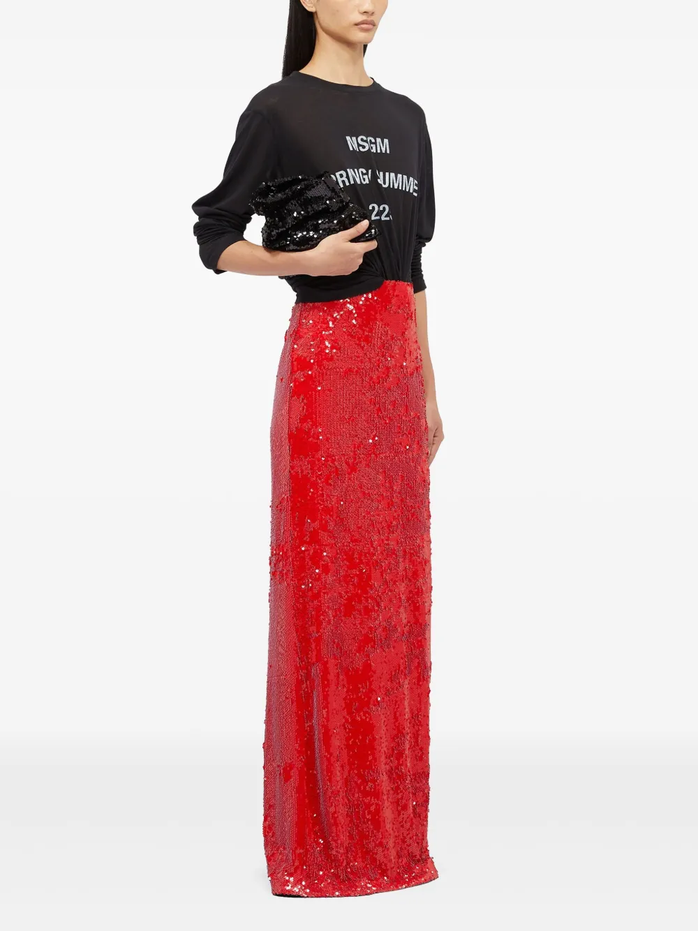 MSGM Straight rok met pailletten Rood