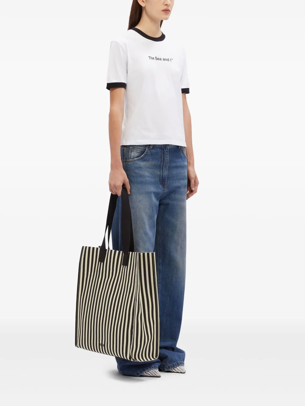 MSGM Gestreepte shopper - Zwart