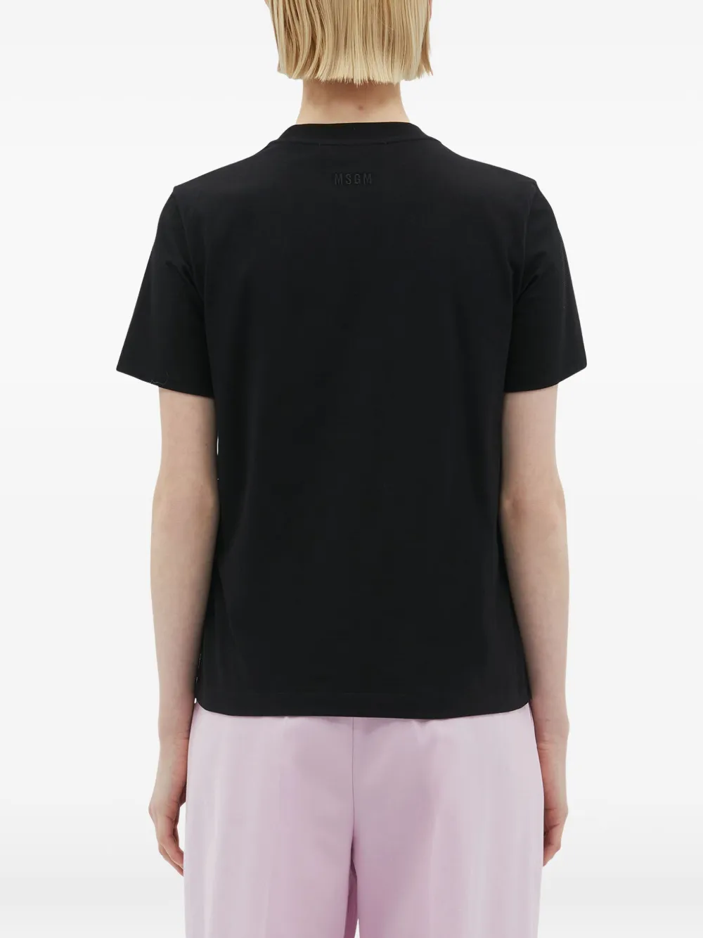 MSGM Gesmockt katoenen T-shirt Zwart