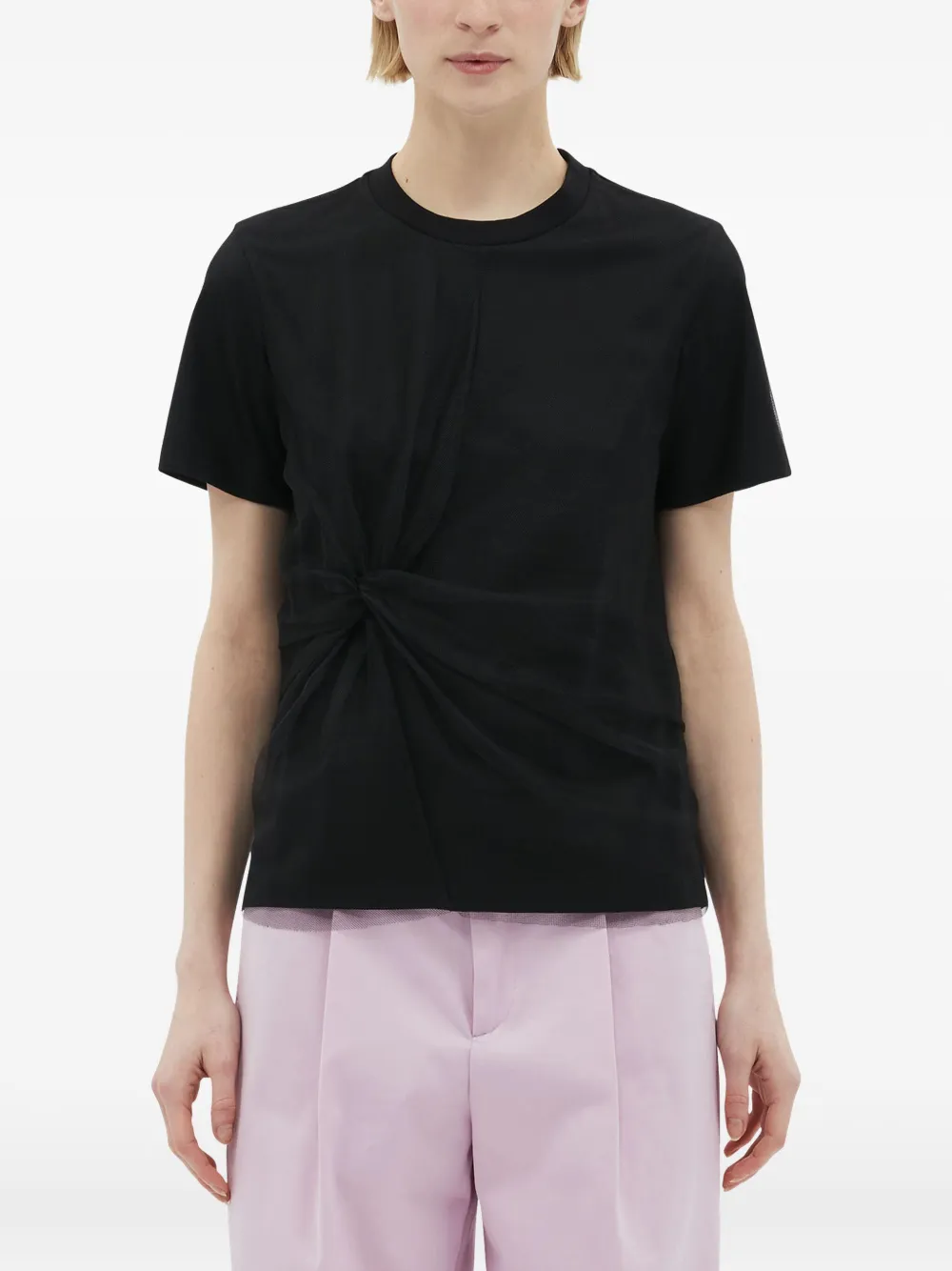MSGM Gesmockt katoenen T-shirt Zwart
