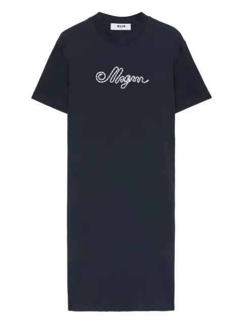 MSGM logo-embroidered midi dress