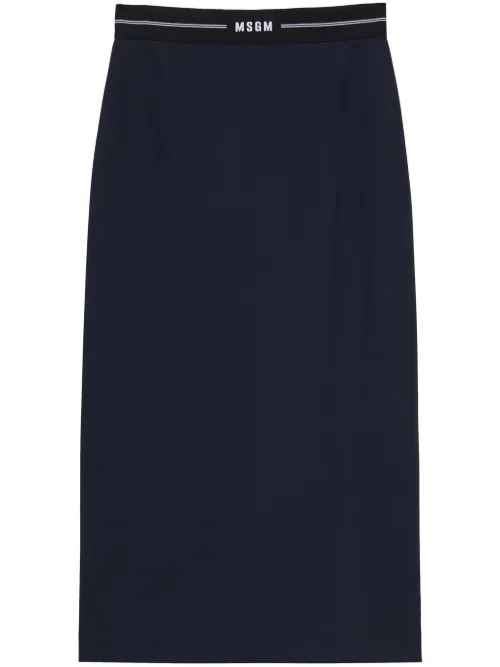 Jupe mi-longue à taille logo - MSGM - Modalova