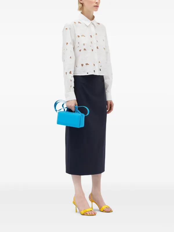 【送料&関税込】MSGM Logoed Skirt MSGM logo-waistband Midi Skirt | Blue | FARFETCH BH