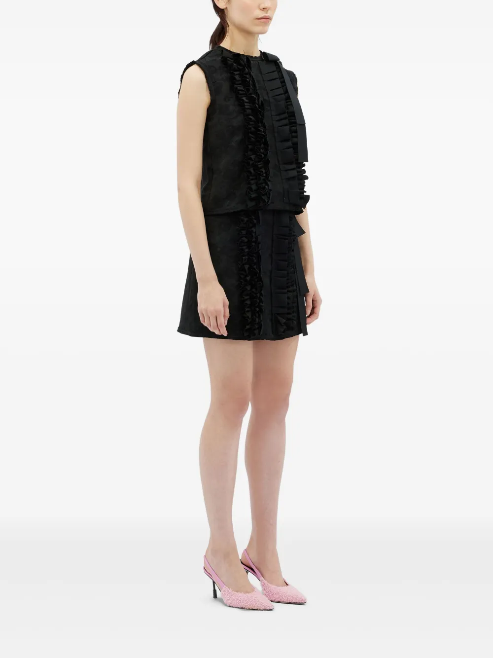 MSGM ruffled top - Zwart