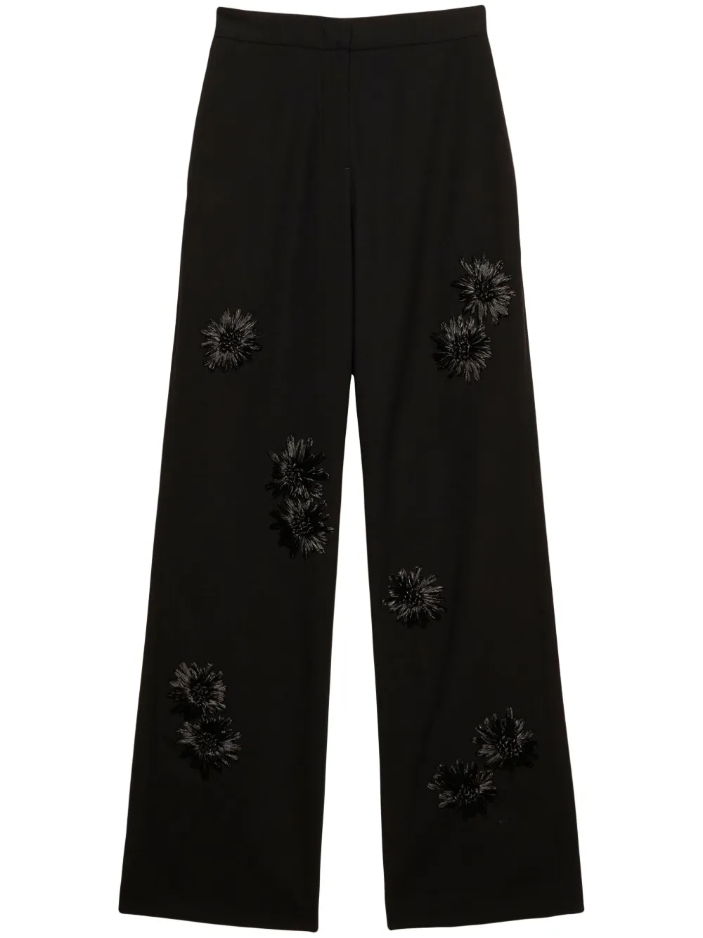 MSGM pantalon à fleurs brodées | noir | Image 1
