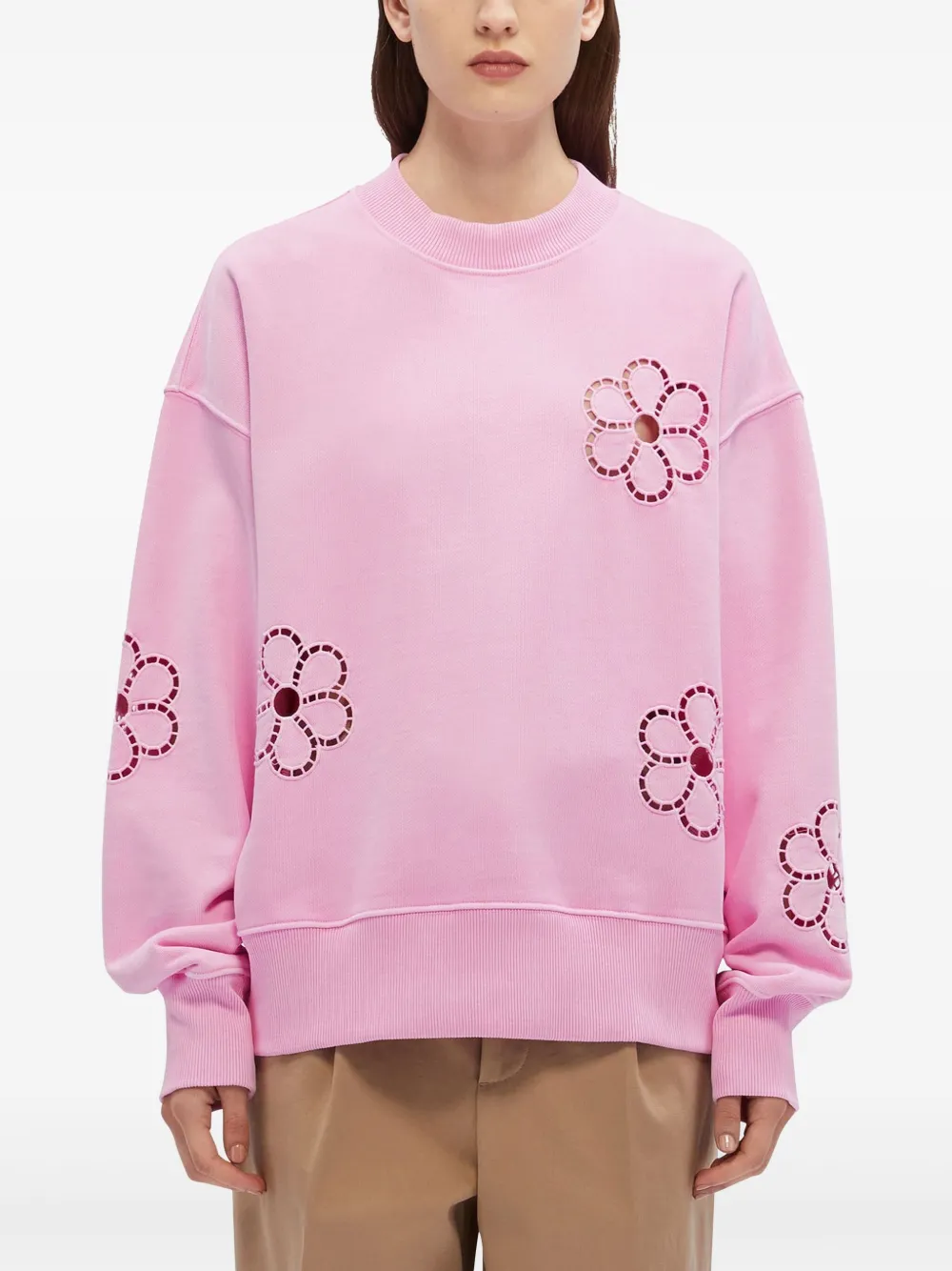 MSGM Sweater met geborduurde bloemen Roze