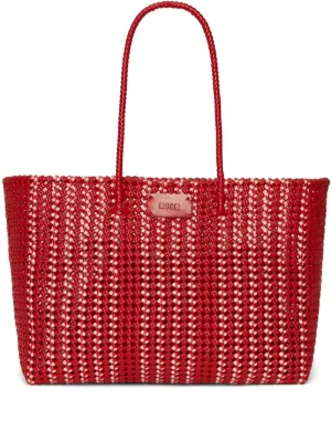 【MSGM】Tote bags woman Black and white striped canvas shopper bag - MSGM Official