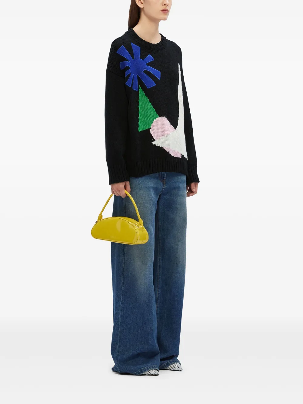 MSGM Intarsia trui met patroon - Zwart