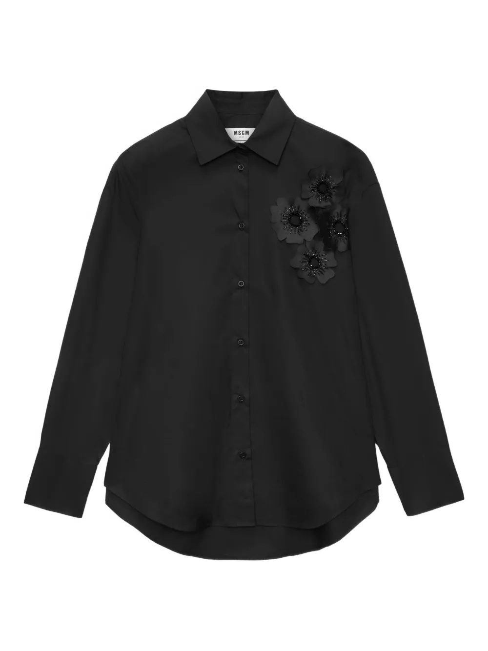 MSGM camisa con aplique floral | negro | Image 1