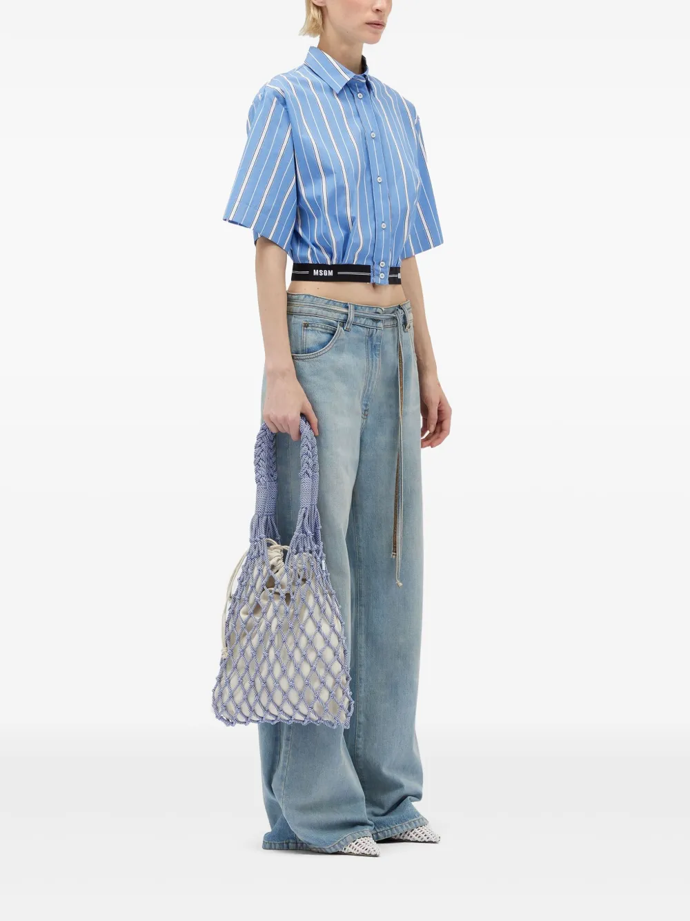 MSGM Gestreept blouse - Blauw