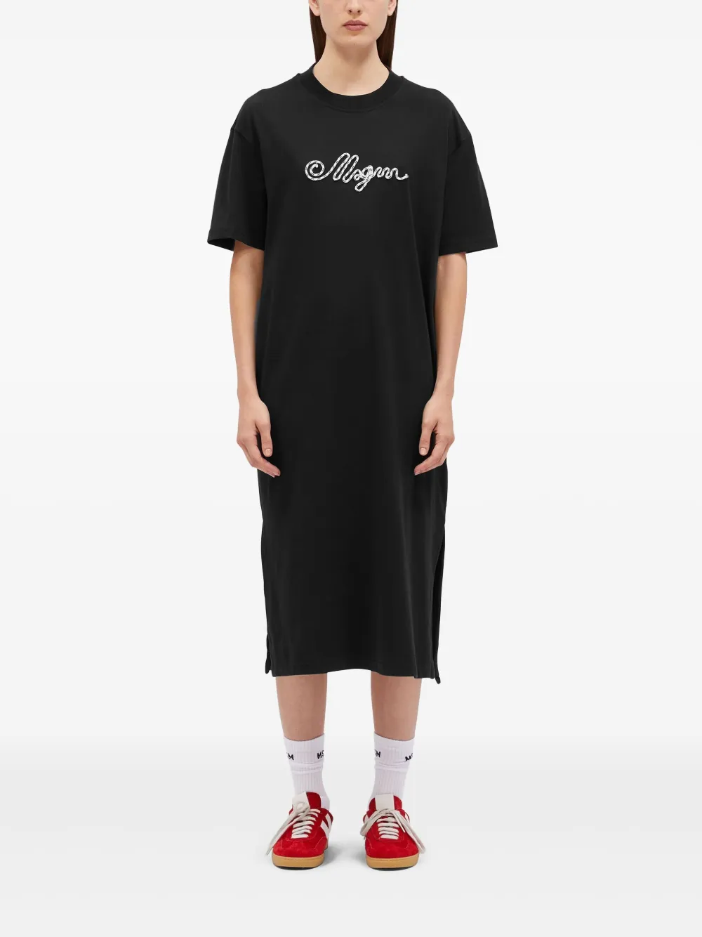 MSGM Jurk met geborduurd logo - Zwart