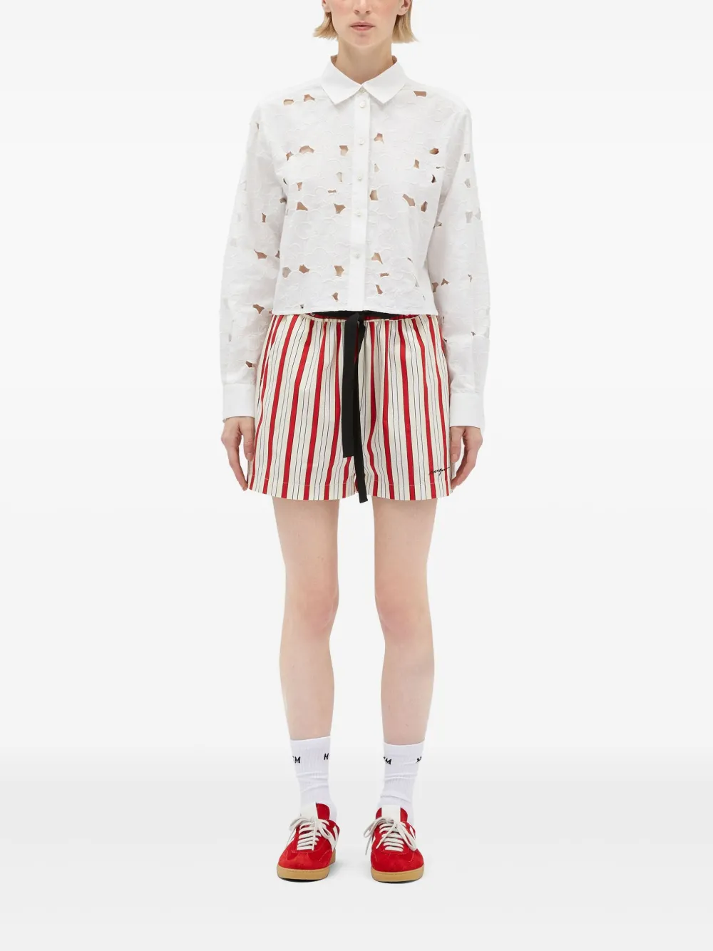 MSGM Gestreepte shorts - Beige