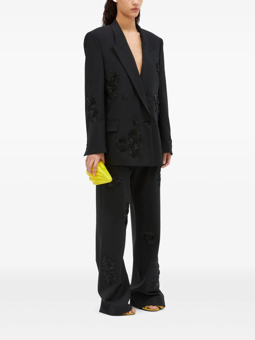 MSGM Blazer met bloemenapplicatie - Zwart