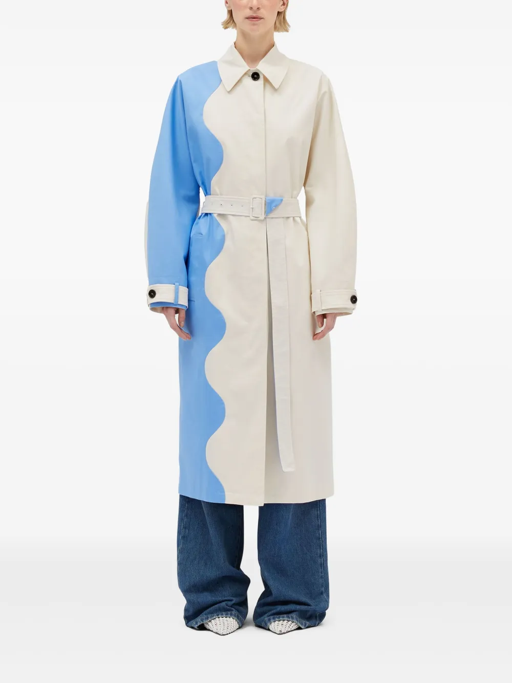 MSGM Tweekleurige trenchcoat - Wit