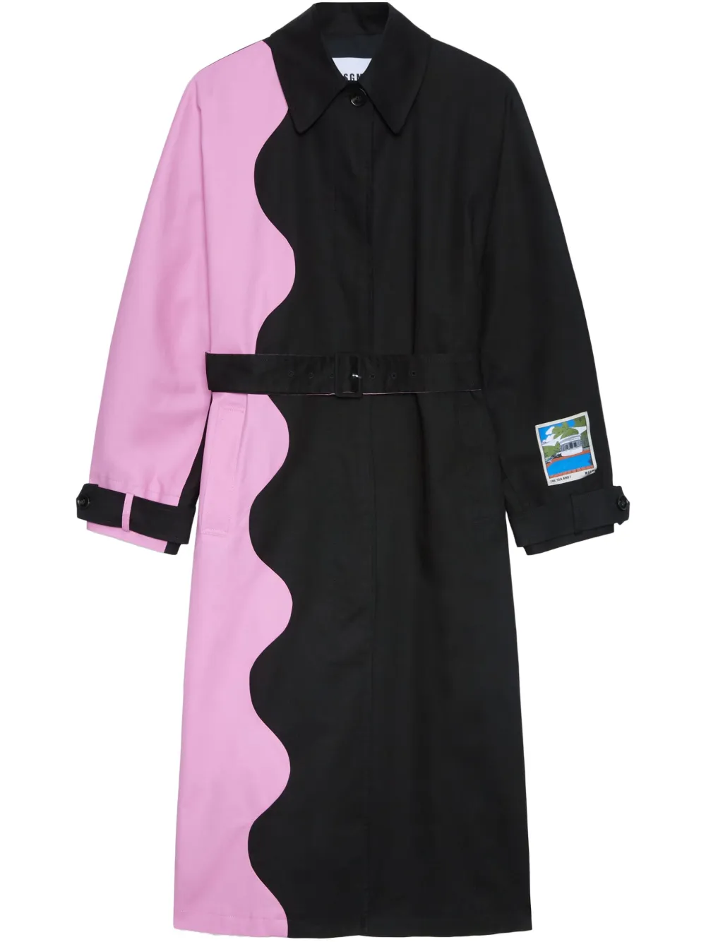 MSGM Tweekleurige trenchcoat Zwart