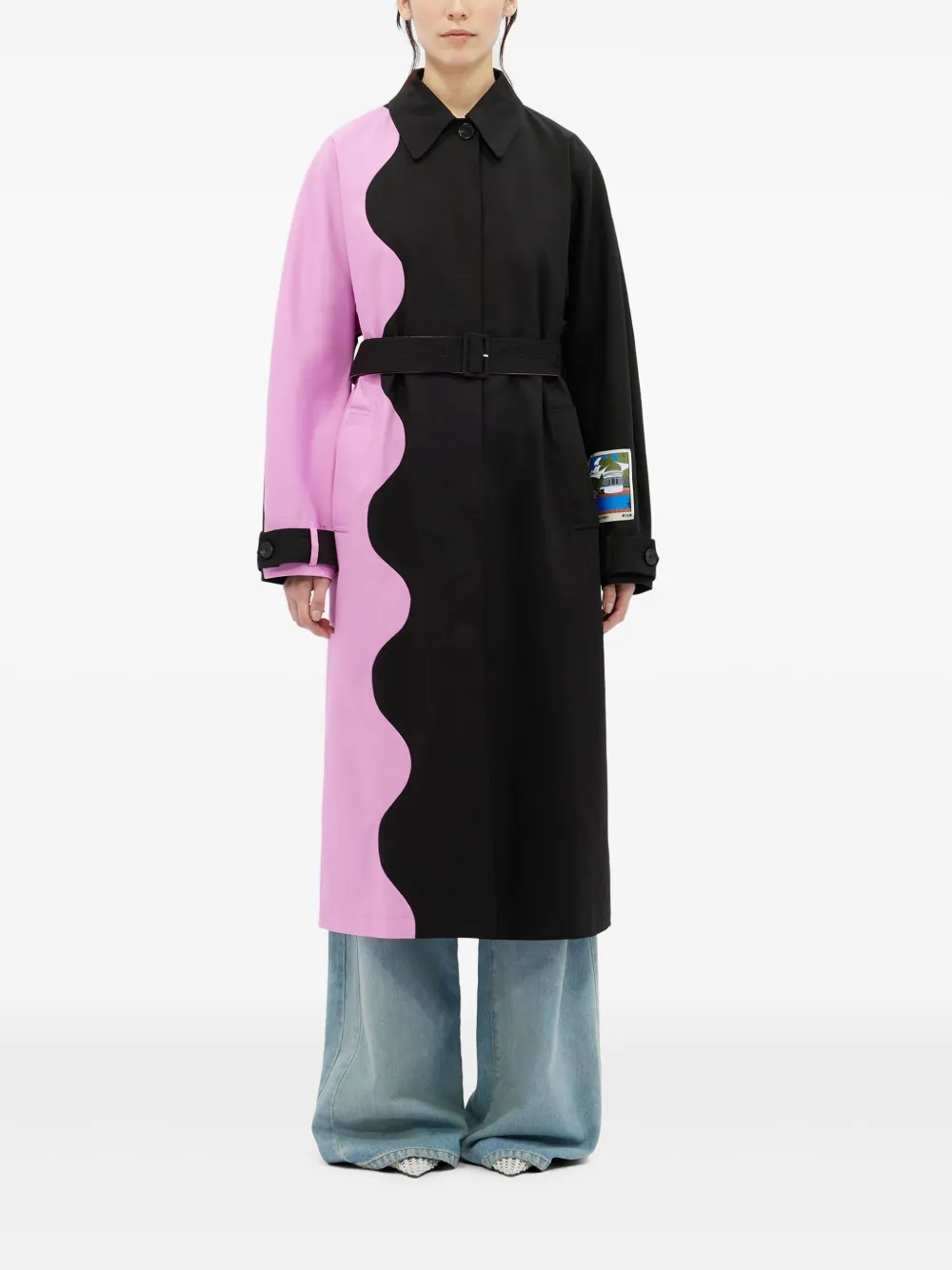 MSGM Tweekleurige trenchcoat - Zwart