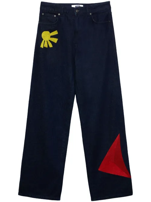MSGM jean à broderies - Bleu - MSGM - Modalova