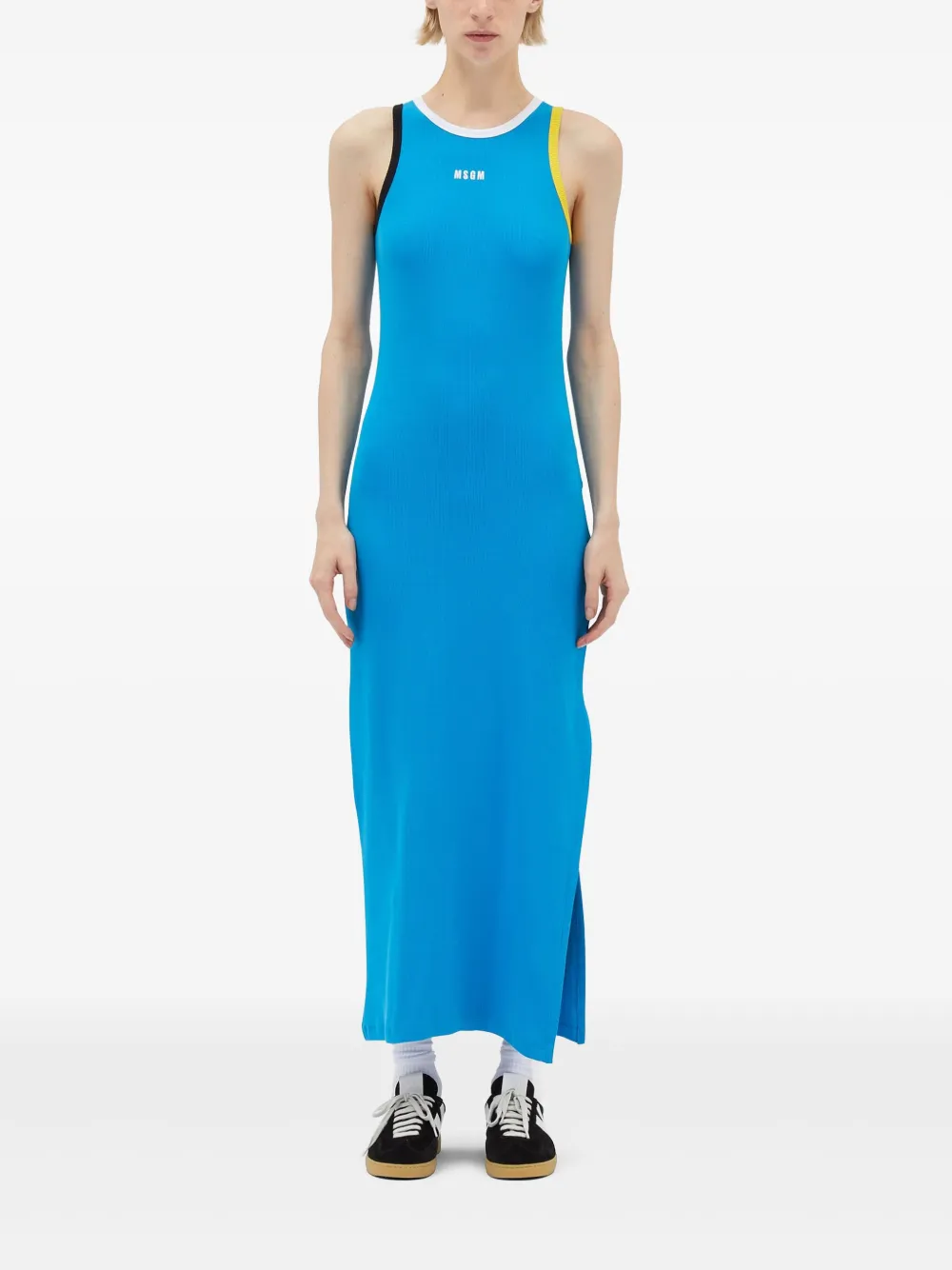 MSGM Maxi-jurk met logoprint - Blauw