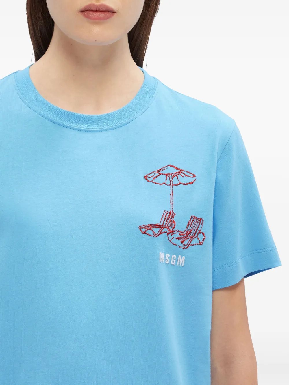 MSGM T-shirt met geborduurd patroon Blauw