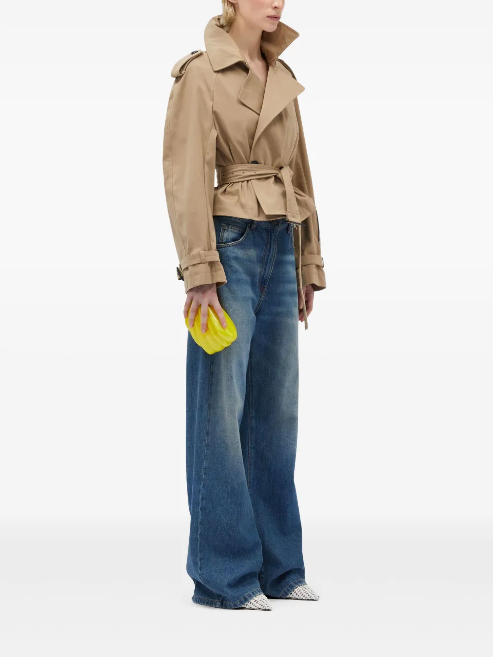 MSGM Cropped trenchcoat Beige