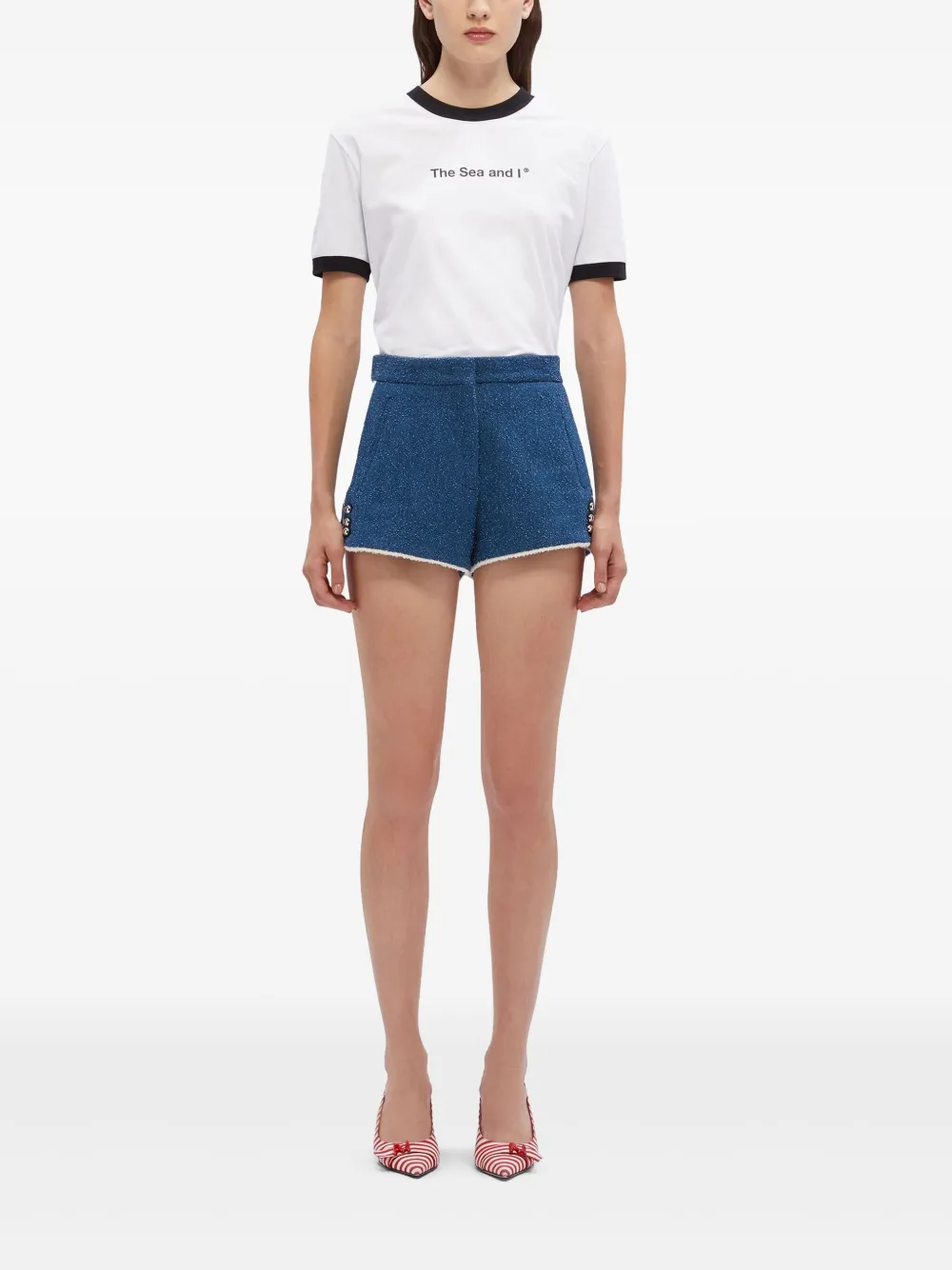 MSGM Shorts met gestreepte afwerking - Blauw