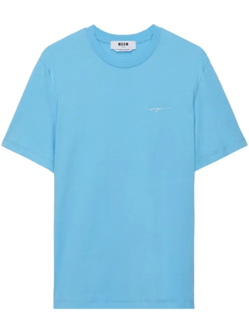 MSGM t-shirt à logo brodé - Bleu - MSGM - Modalova