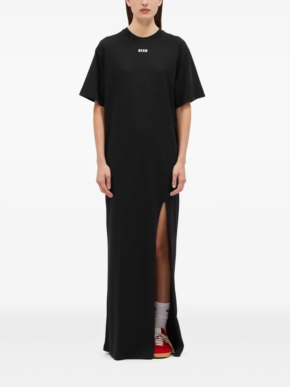 MSGM Maxi-jurk met logoprint - Zwart