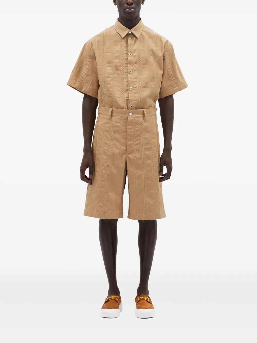 MSGM Gestreepte shorts - Beige