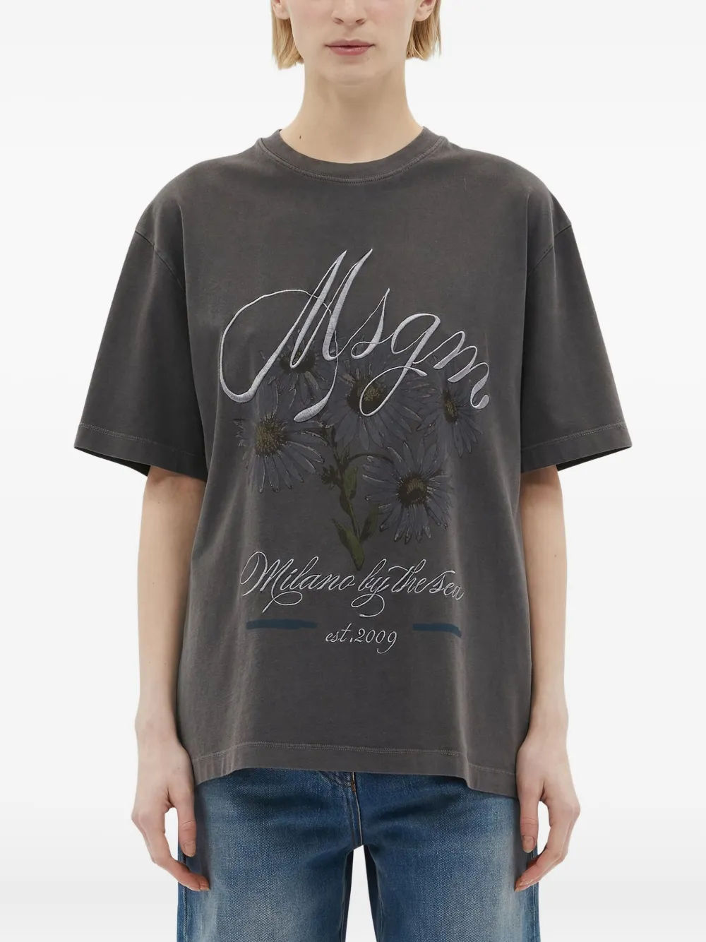 MSGM T-shirt met bloemenprint Grijs