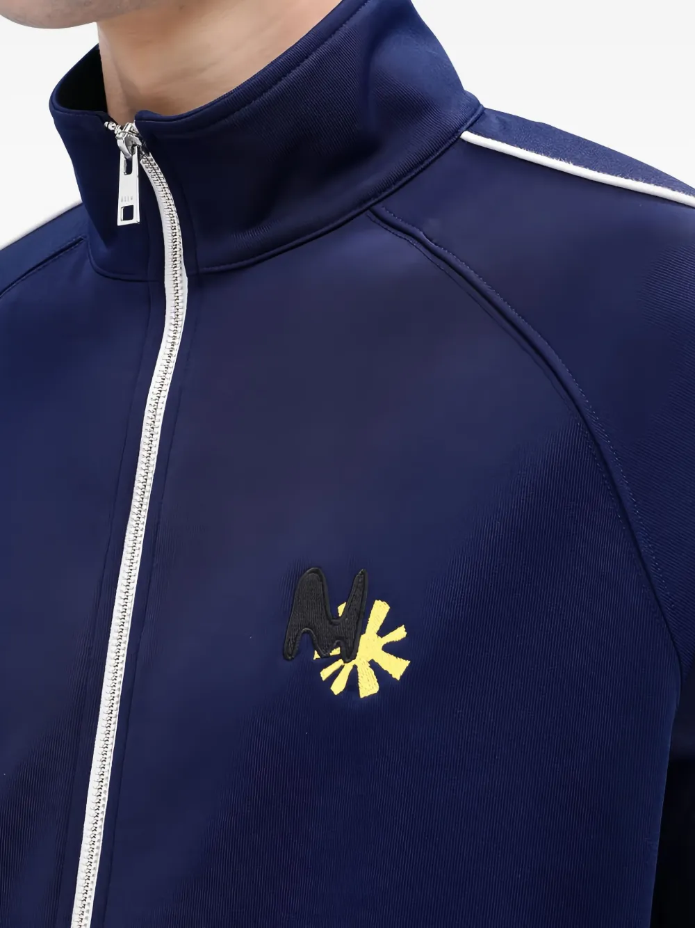 Msgm Embroidered Track Jacket In Blue