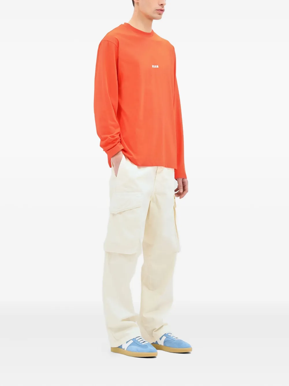MSGM logo-print long-sleeve T-shirt - Oranje