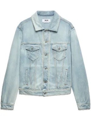 ブルゾン Msgm Denim Jacket MSGM - New Logo Msgm Light Blue Washed Denim Jacket | HBX