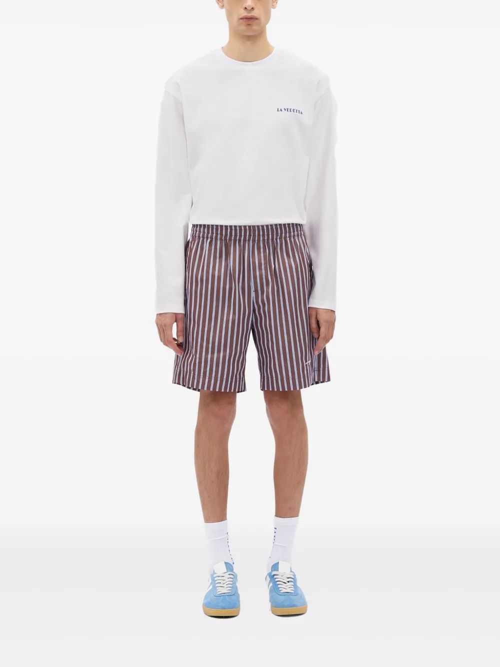 MSGM Gestreepte shorts - Rood