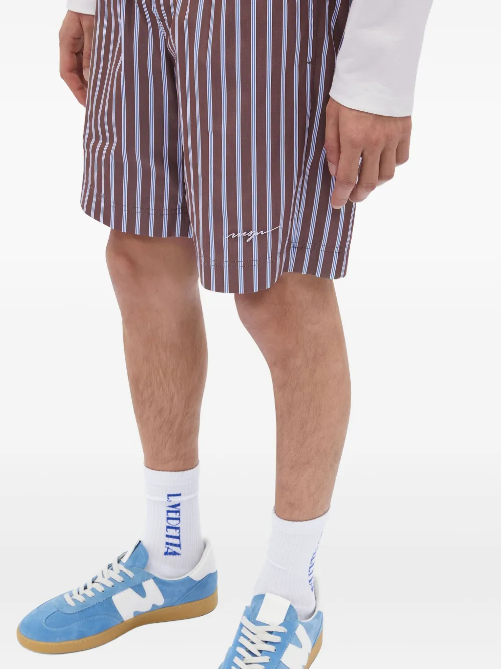 MSGM Gestreepte shorts Rood