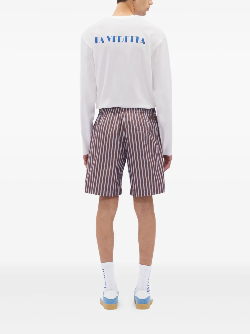 MSGM Gestreepte shorts Rood
