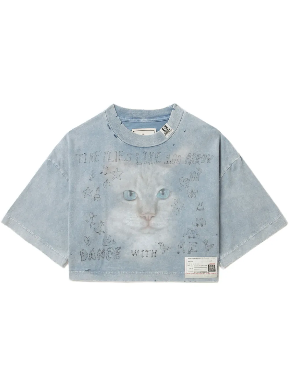 Cat-print cotton T-shirt