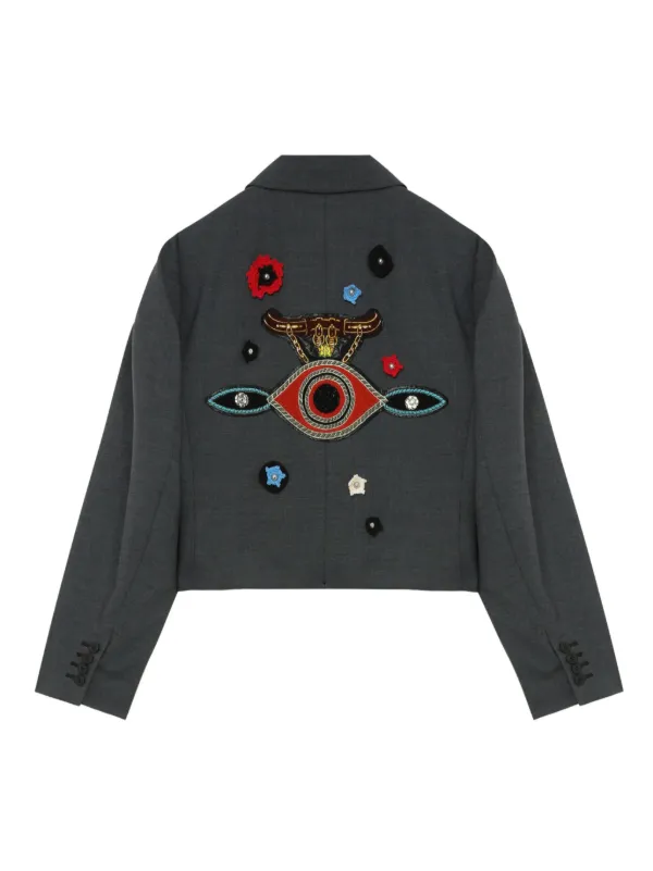 【送料&関税込】ChloAC Cropped Blazer Toga wool-blend Cropped Blazer | Grey | FARFETCH