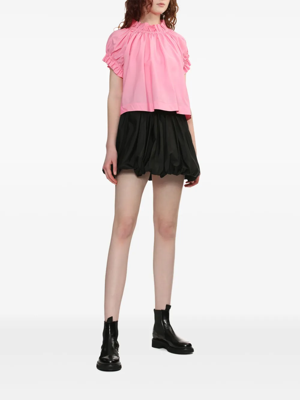 Simone Rocha gathered ruffle top - Roze