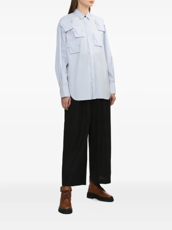 【ENFOLD】23SS　WIDE SLEEVES SHIRT 　グレー Champion Plus Size Long-Sleeve Cotton-Blend Logo T-Shirt