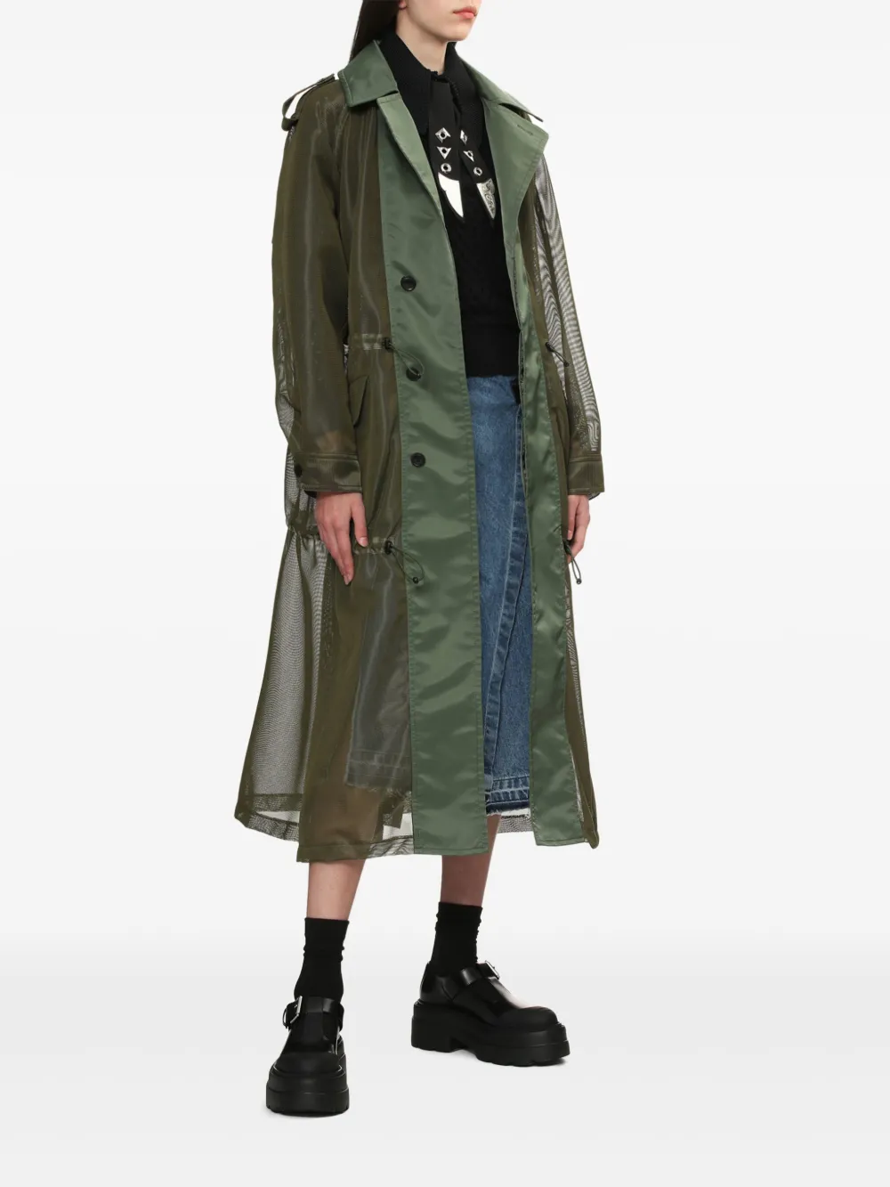 Toga Trenchcoat met vlakken - Groen