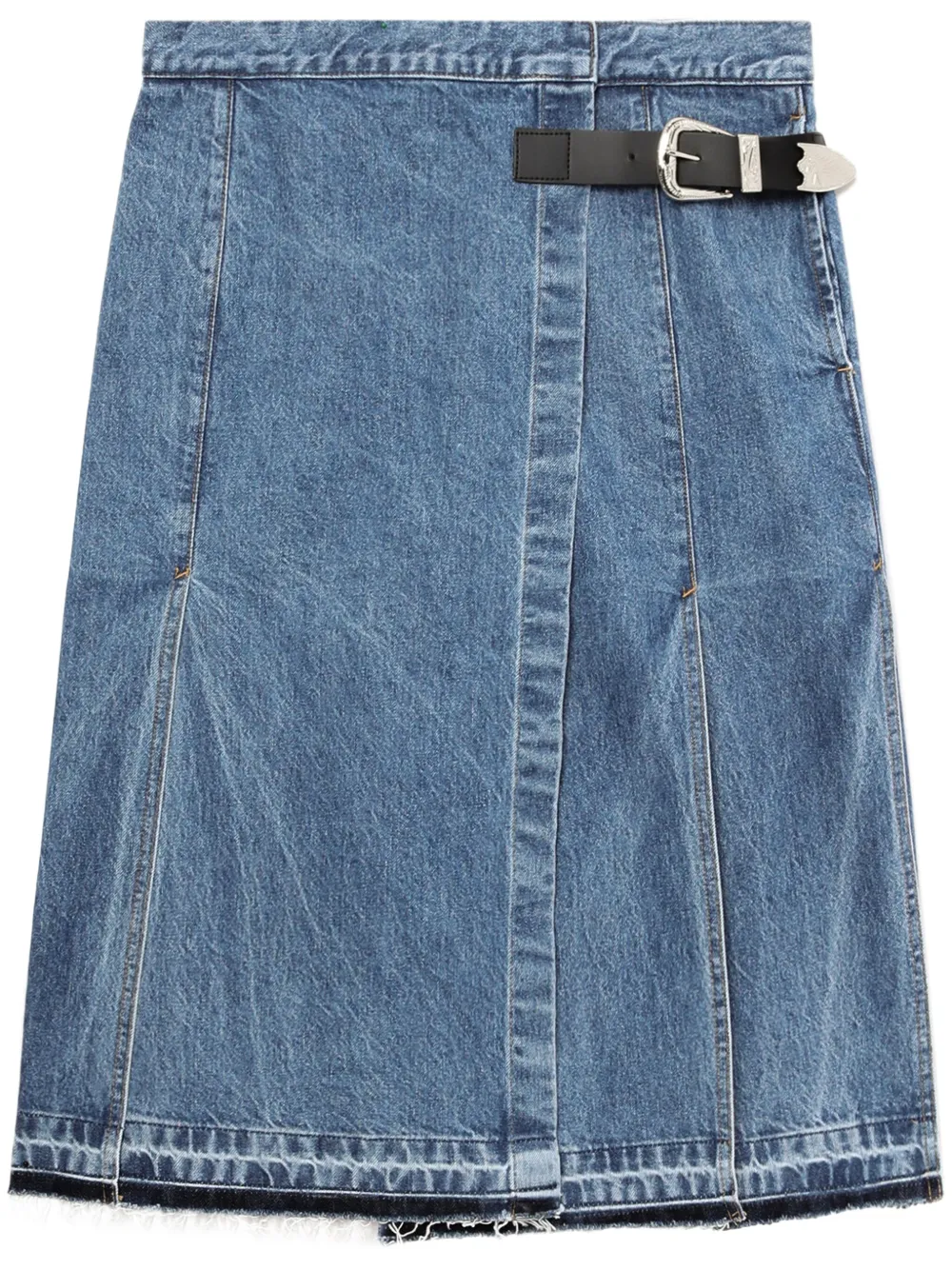 high-waisted denim skirt