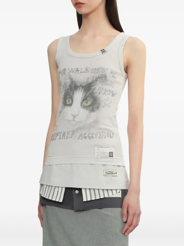 Maison MIHARA YASUHIRO cat-print Tank Top | Pink | FARFETCH