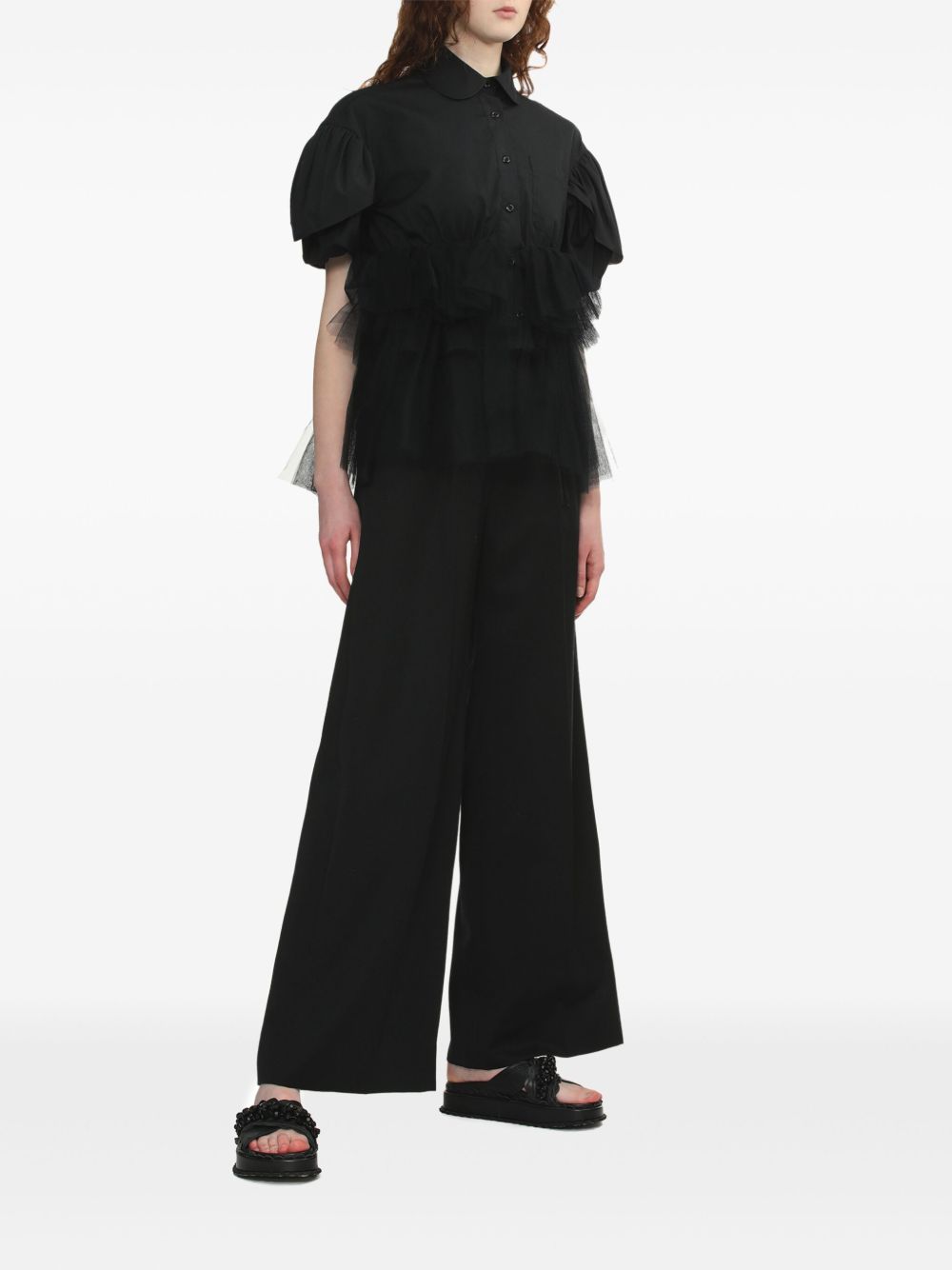 Simone Rocha ruffled blouse - Zwart