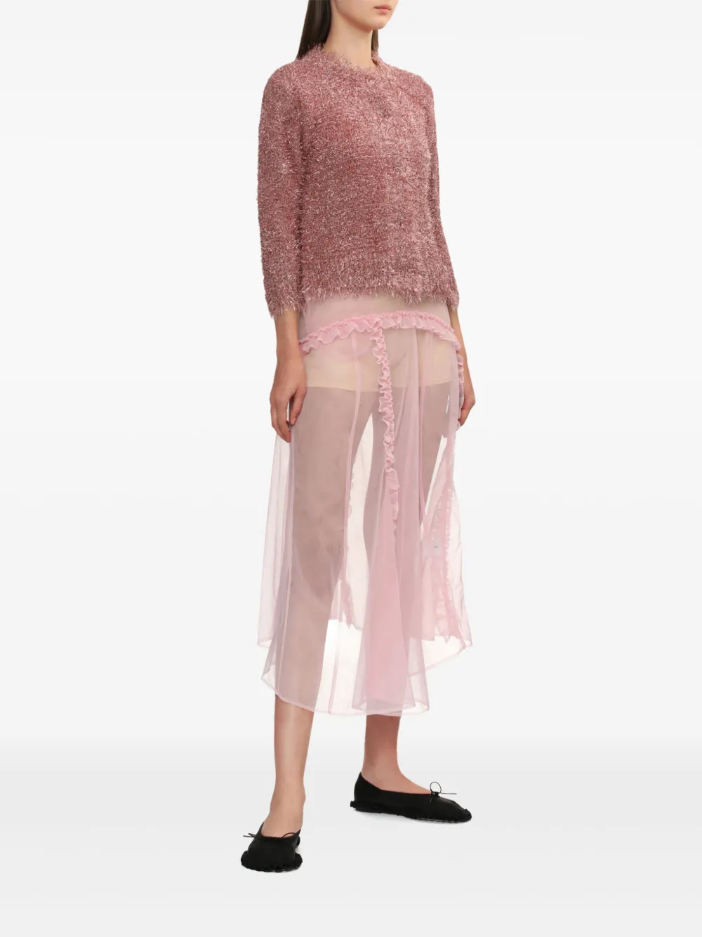 Simone Rocha tinsel-knit cardigan - Roze