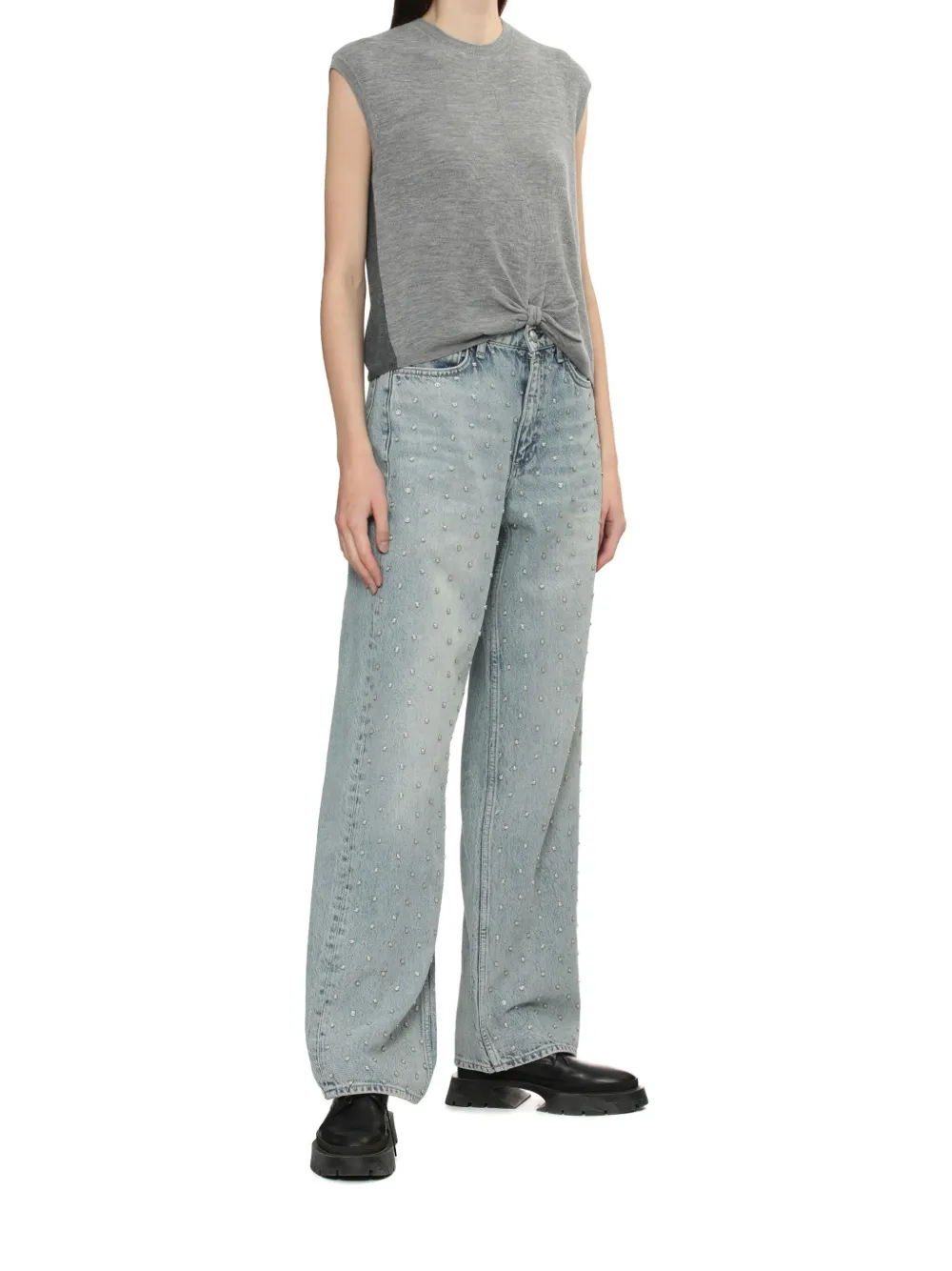 Rag & Bone Knot-detailing Top In Grey