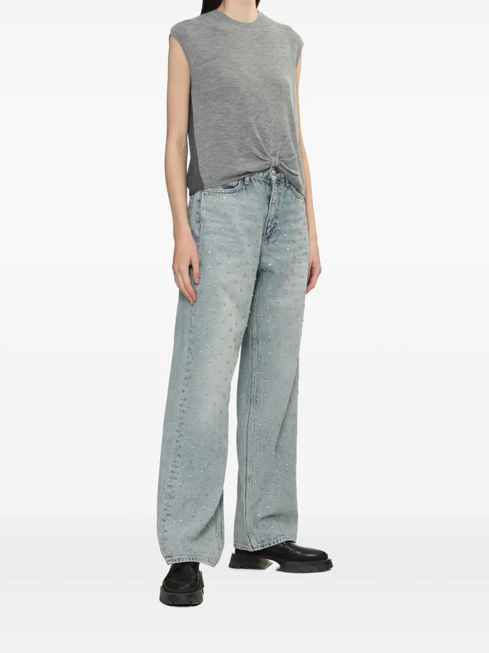 rag & bone knot-detailing top - Grijs